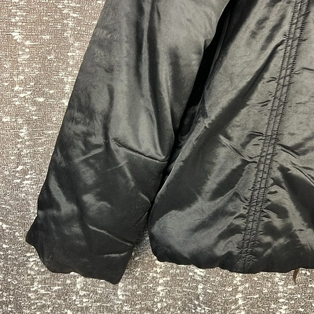 Vintage Post Card Puffy Zip Up Italy Ski Winter‎ Black Jacket Coat Size 10
